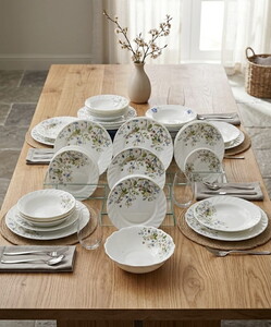 HİLLAND FULYA OPAL ÇİÇEKLİ 24 PARÇA YEMEK TAKIMI