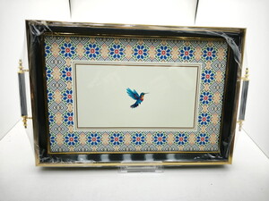  AVRORA SİYAH ÇİÇEKLİ ALTIN RENK TEPSİ