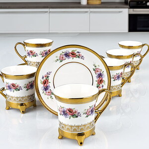 KOSOVA HECTOR 6'LI AYAKLI KAHVE FİNCAN TAKIMI 90cc