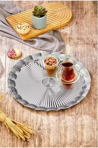 COOKER GÜMÜŞ YUVARLAK METAL TEPSİ 25cm