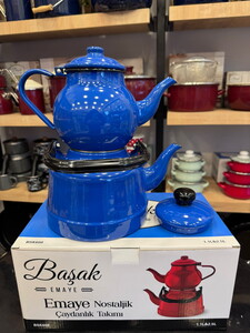 BAŞAK EMAYE NOSTALJİK ÇAYDANLIK TAKIMI MAVİ 1.1-2.5 LT