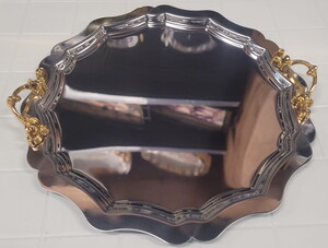 ÖZEL HOME ALTIGEN GÜMÜŞ & GOLD ÇİFT KULPLU TEPSİ