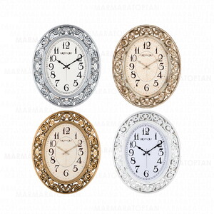 GALAXY EXCULUSİVE OYMALI OVAL DEKORATİF DUVAR SAATİ 60CMX50CM 