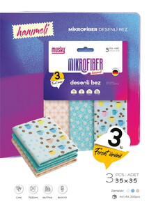 MUSKY MİKROFİBER 3'LÜ HANIMELİ DESENLİ BEZ