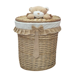  KRD HOME PELUŞLU 4'LÜ OVAL HASIR ÇAMAŞIR SEPETİ