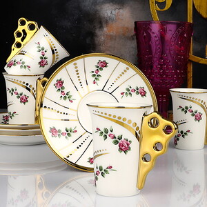KOSOVA ROSE FLOWER 6\'LI KAHVE FİNCAN TAKIMI