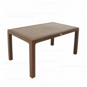 SAĞLAM MANDELLA ELİT KAHVE CAMSIZ RATTAN MASA 90x150cm