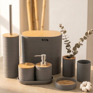 COOKER 8 PARÇA BANYO SETİ GRİ