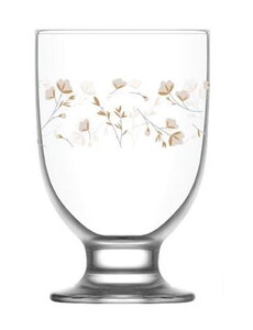 LAV LIFE BEYAZ ÇİÇEKLİ 3'LÜ AYAKLI MEŞRUBAT BARDAĞI