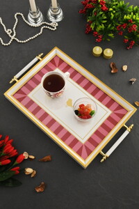 LEİLA BEYAZ ÇERÇEVELİ SUNUM TEPSİ