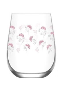 LAV LOVELY PEMBE ÇİÇEKLİ 3'LÜ MEŞRUBAT BARDAĞI 475cc